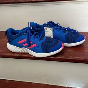 NWOB Girls blue and pink Adidas sneakers. Girls size 6